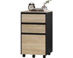 Happyment Luxe archiefkast Lerick - Dossierkast Hout - Bureaukast - Ladeblok bureau - Lichtbruin - 40x70x40 cm (B x H x D)