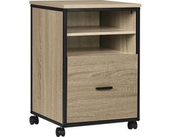 Happyment Luxe archiefkast London - Op wielen - Dossierkast Hout - Bureaukast - Ladeblok bureau - Lichtbruin - 40x40x60cm