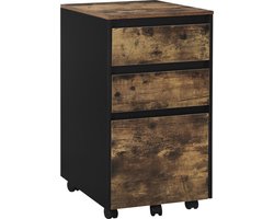 Happyment Luxe archiefkast Nevlo - Dossierkast Hout - Bureaukast - Ladeblok bureau - Donkerbruin - 40x70x40 cm (B x H x D)