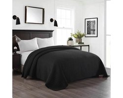 Happyment Luxe Bedsprei - Beddensprei 2 persoons - Zwart - Polyester - 240x260cm