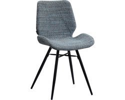 Happyment Luxe Eetkamerstoel - Keukenstoel - Stof Stoel - Metalen Poten - Chenille - voor Woonkamer - Slaapkamer - Eetkamer - Blauw