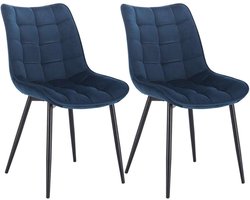 Happyment Luxe Eetkamerstoelen - Velvet Blauw - Woonkamerstoelen - Keukenstoelen - Kuipstoel - Set van 2, 4 of 6