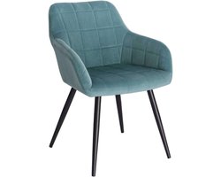 Happyment Luxe Eetkamerstoelen - Velvet Turqoise - Fauteuils met armleuning - Woonkamerstoelen - Keukenstoelen - Kuipstoel - Set van 1