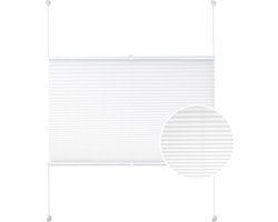 Happyment Luxe Jaloezieën - Rolgordijn Wit - 85x220cm - Isolerend - Zonder boren - Polyester