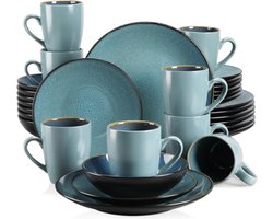 Happyment Luxe Serviesset - 8 Persoons - Porselein - 32 Delig - Bordenset 8 persoons - Bordenset 32 delig - Turqoise
