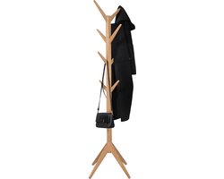 Happyment Luxe Staande kapstok - 8 haken - Kapstok staand - Premium hout - 180cm - Bruin