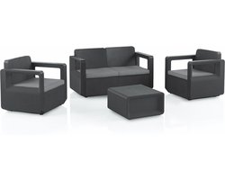 Happyment Luxe tuinset - 4 persoons - Loungeset tafel - Wasbare kussens - Tuinsets - Tuintafel met stoelen - Tuinmeubels