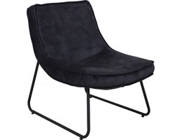 Happyment Modern Relaxstoel - Velvet - Fauteuil zwart - Woonkamer - Met armleuning