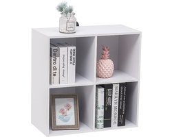 Happyment Moderne Boekenkast - 4 vakken - Wit - Boekenplank - Woonkamer, slaapkamer en kinderkamer - Hout - MDF