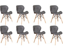 Happyment Moderne Eetkamerstoelen Grijs - Set van 8 - Woonkamerstoelen - Zithoogte 38cm - Keukenstoelen - Kuipstoel