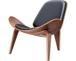 Happyment Moderne Stoel - Walnoothout - Fauteuil - Eyecatcher In De Kamer