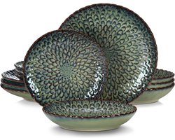 Happyment Serviesset Deluxe - 8 Persoons - Porselein - 24 Delig - Bordenset 8 persoons - Bordenset 24 delig - Groen