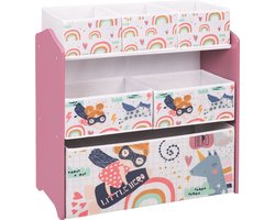 Happyment Speelgoedkast roze - Boekenkast voor kinderen - Kinderkamer - Opbergkast kind - Boekenrek - MDF - Black friday - Kerstcadeau
