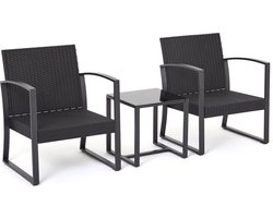 Happyment Tuinset 2 personen - Waterbestendig - Tuintafel met stoelen - Tuinsets - Loungeset tuinmeubels