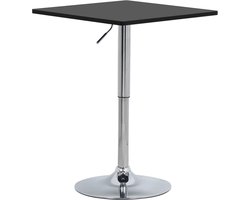 Happyment Vierkante Bartafel Sheffield - Verstelbaar in hoogte - Voor binnen - Keuken - Hout - Metaal - Zwart - 60x60x 68-88cm