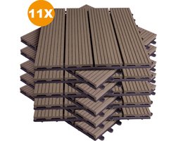 Happyment Vlondertegel 11 stuks - Terrastegel coffee - Terrasplanken - Tuintegel - Balkon, buiten vloer - 30x30cm