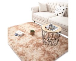 Happyment Zacht fluffy vloerkleed - Hoogpolig tapijt - Tapijten slaapkamer, woonkamer - Bruin - 160x200cm