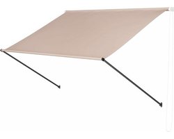 Happyment Zonneluifel deluxe - Handmatig - Luifel met steunpoten - Zonnescherm - Terras - Tuin of balkon - Beige - 300x180cm