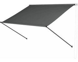 Happyment Zonneluifel deluxe - Handmatig - Luifel met steunpoten - Zonnescherm - Terras - Tuin of balkon - Grijs - 300x180cm