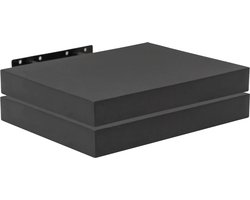 Happyment Zwarte Wandplank - 25cm - Zwevende wandplanken tegen muur - Wandrek - Fotoplank kinderkamer - Boekenplank - Hout MDF - Set van 2