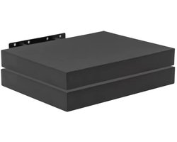 Happyment Zwarte Wandplank - 40cm - Zwevende wandplanken tegen muur - Wandrek - Fotoplank kinderkamer - Boekenplank - Hout MDF - Set van 2