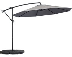 Happyment Zweefparasol deluxe - Langwerpig - Zonder voet - Grijs - Terras of tuin - 300cm