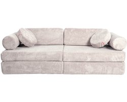 HappyMilas Speelbank - Kinder Speelsofa - Handgemaakt - Multifunctioneel - Duurzaam Design - Kinderbank modulair peuter - Kinderstoel - Kinderfauteuil - Play Couch - Kinderzetel - Slaapmatras - Bankje - Montessori speelgoed - Slaapbank- Kleur Beige