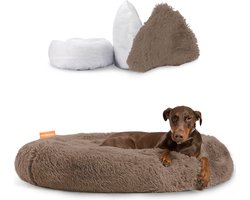 Happysnoots Donut Hondenmand 120cm - Bruin Hondenbed - Dog Bed - Wasbaar Hondenkussen