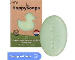 HappySoaps Baby en Kids Shampoo Bar & Body Wash Bar - Aloë You Vera Much - Zacht & Verzorgend - 100% Natuurlijk, Plasticvrij en Vegan - 80 Gram