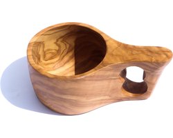 HappyWoods - Authentieke Tunesische Olijfhouten Mok (KUKSA) - Handgemaakt - Decoratieve beker - drinkbeker van milieuvriendelijk Olijfhouten met 130 ml inhoud