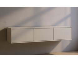 Hardhout TV Meubel - Beige - 230 cm - 3 soft-close deuren - Push-to-Open Kliksysteem