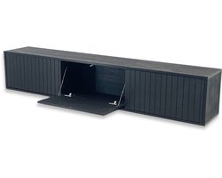 Hardhout TV-Meubel - Zwart - 200 cm - 3 soft-close deuren - Puch-to-Open Kliksysteem