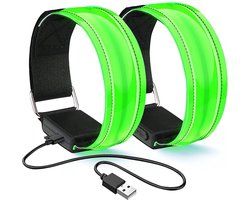 Hardloop Verlichting - 2 Stuks - Hardloopband - Wandel Armband - Sportarmband - Oplaadbaar - LED-Polsband - LED - Reflecterend Hardlooplicht - Reflecterend Hardlooplicht - Geschikt Voor Hardlopen En Fietsen - Groen