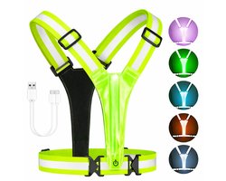 Hardloopverlichting LED Vest – USB Oplaadbaar – 360° Zichtbaar – Reflecterend Hardloopvest – Veiligheidsvest – Unisex – Groen