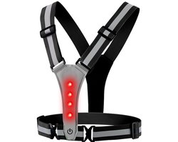 Hardloopvest - Reflecterend Hardloopvest - Reflectievest met Verlichting - Oplaadbaar inclusief USB Kabel - Hardloop Verlichting - Verstelbaar Vest - Lichtgewicht -Veiligheid en hoge zichtbaarheid voor hardlopen, joggen, wandelen en fietsen - Zwart