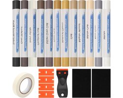 Hardwax Reparatieset voor Vloeren en Meubels - 12 Kleuren voor Laminaat, Parket en Vinyl, Inclusief Onderhoud en Herstel