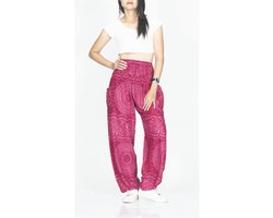 Harembroek - Yogabroek - Zomerbroek - Voor dames en heren - XL; maat 46, 48 en 50 - Mandala Mono roze