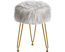 -harige make-up kruk Ottomaanse - set van 1 - Grijs