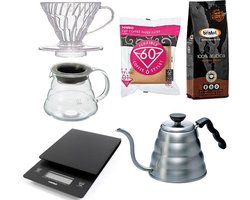 Hario V60 Range Server Slow Coffee starter set 1-2 kops + Bristot Diamante 100% Arabica gemalen koffie