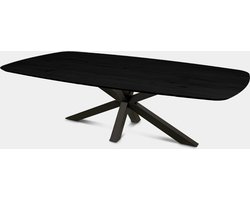 Haris Copenhagen Eiken Eettafel – Tafel Dun Deens Ovaal 220x110 cm – Matrix poot 8x8 cm - Zwart
