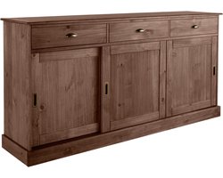 Harry - Dressoir met 3 Deuren 3 Laden in Grenen Bruin (85 x 170 x 40 cm)