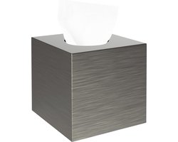 Hars cosmeticadoekdoos, zakdoekbox, vierkant, rolpapier, tissuebox met uittrekbare bodem, voor eetkamer, badkamer, slaapkamer, auto, kantoor, zilvergrijs