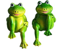 Hars Kikkers Standbeeld - Tuin Decoratie - Huis Decoreren - Levensechte Afwerking - 45 x 4 x 75cm - Groen