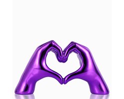 Hart en Hand Sculptuur - Decoratie voor Woonkamer, Kantoor en Salontafel - Violet