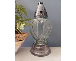 Hart Kreta grafkaars windlicht graflantaarn grafdecoratie decoratie herdenkinglicht Graflicht