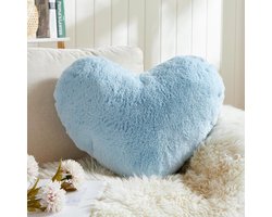 Hart Kussen - Liefdes Kussen - Decoratie Woonkamer - Ultra Zacht - 25 cm - Lichtblauw