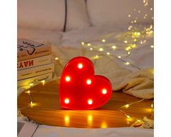 Hart Letterlamp - Decoratieve Verlichting Bord - Feestelijke Sfeer Creëren - Warm Wit Licht - Vrijstaand - Rood