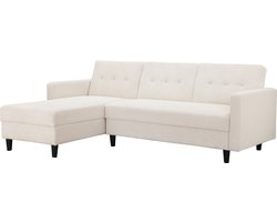 Hartford II - Slaapbank 3-zits met opbergruimte in stof crème (82 x 213 x 153 cm)