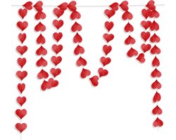 Hartjes Decoratie Valentijn Slinger Romantische Versiering Gender Reveal Versiering Geboorte Babyshower Rood – 4 Meter