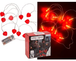 Hartjes slinger - Met 10 LED hartjes - 165 cm - LED verlichting - Valentijn versiering